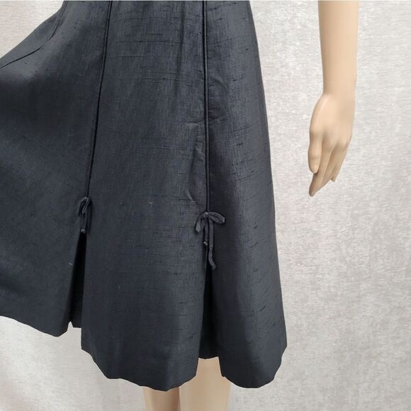 Gay Gibson Vintage 60s Black Dress A-Line Mod Style Inverted Pleated Skirt - Picture 7 of 15